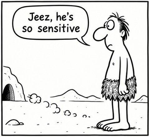 The villager stands alone, looking after Bjorn, and says, “Jeez, he’s so sensitive.”